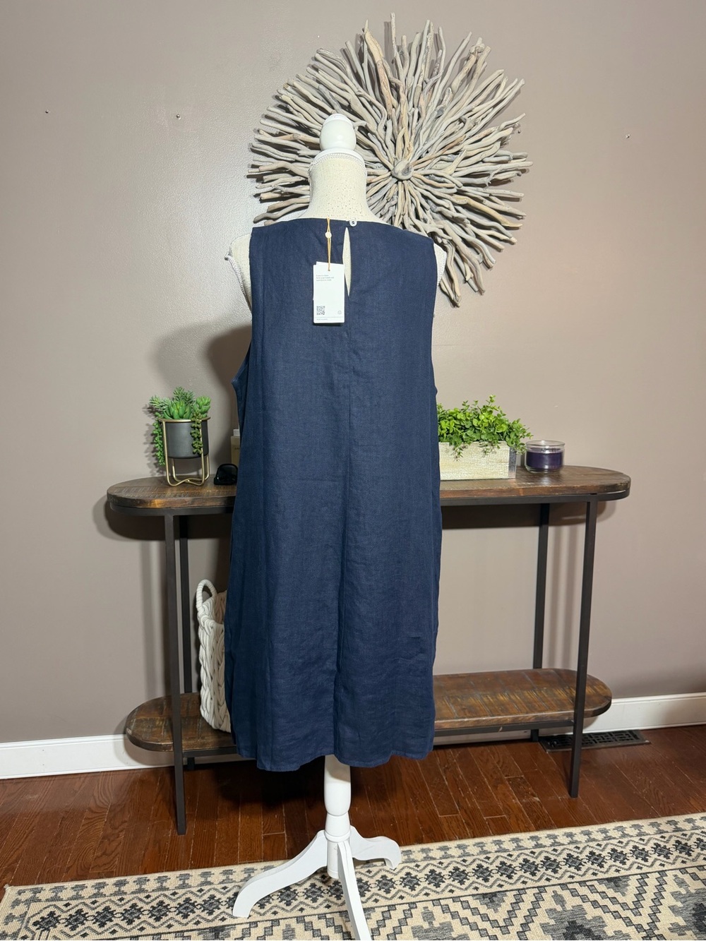 Quince Navy Blue 100% European Linen Mini Tank Dress - Picture 4 of 7